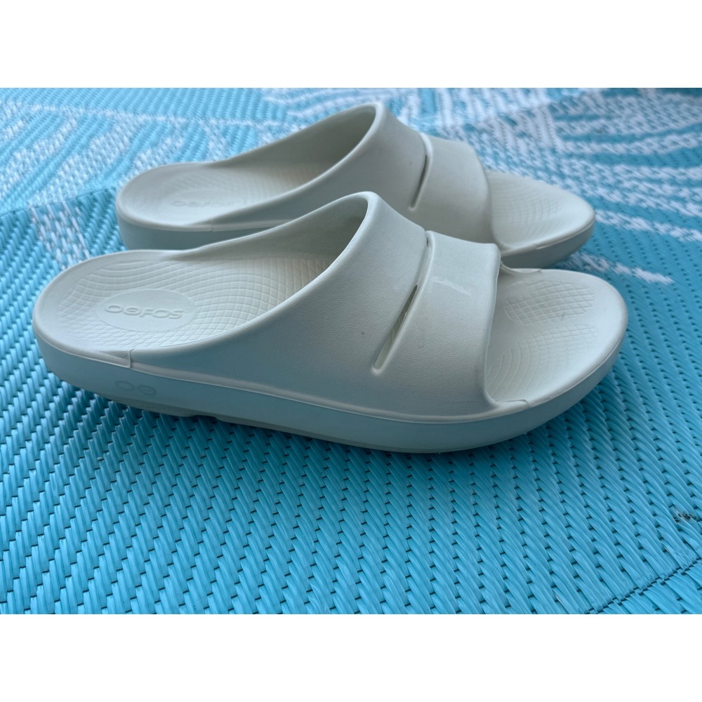 OOFOS OOahh Recovery Slides Women's 8 Cream Comfort Sandals Athleisure - Picture 4 of 11